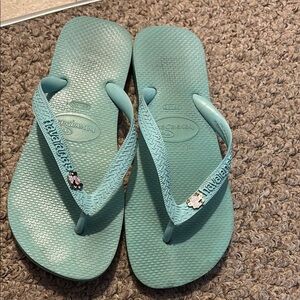 Havaianas Women's Teal Sandals with wedding charm